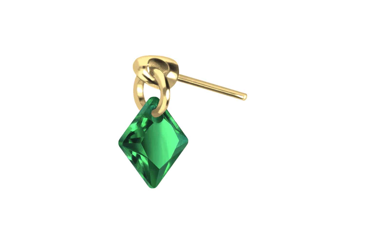 Titan Aufsatz mit Push Pin KRISTALLQUADRAT von Piercingline